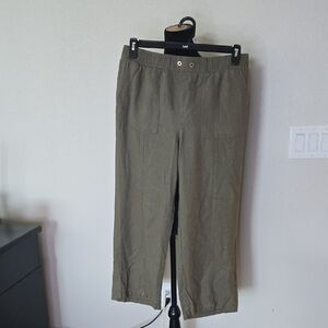 Linen Blend look Olive Pants